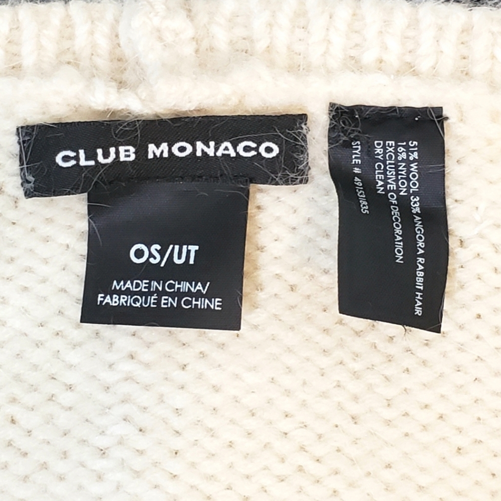 Club Monaco Cream Rhinestone Embellished Scarf - Picture 3 of 3
